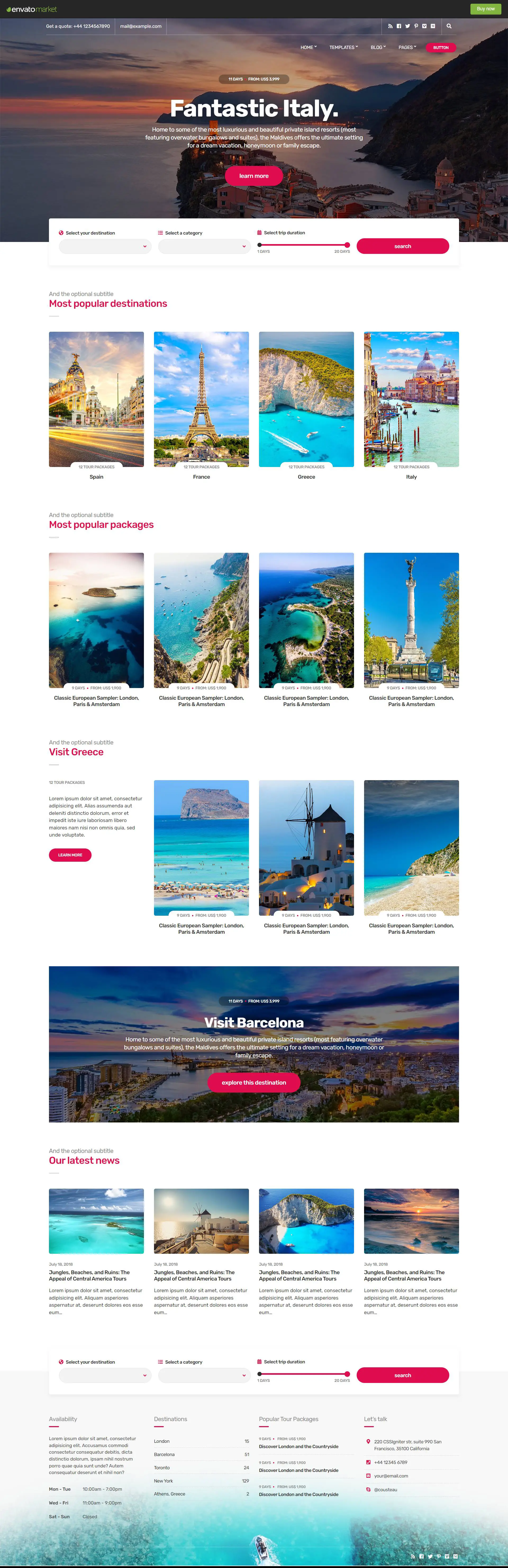 Single Page Travel Website